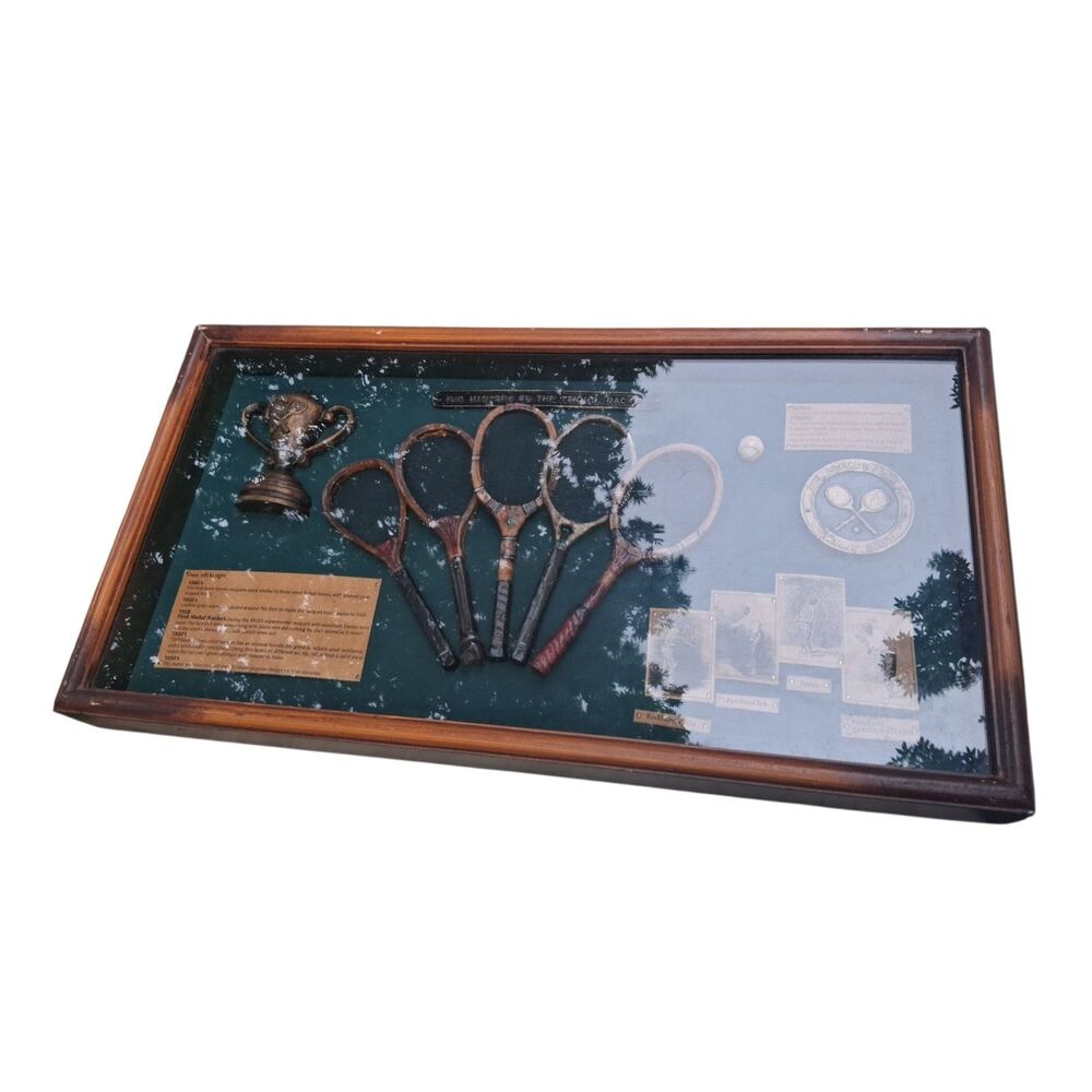 Vintage "The History of the Tennis Racket" 3D Shadow Box Display